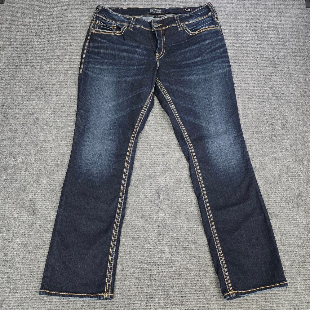 Silver Jeans Suki Mid Straight Women Sz 18 L32 Dark Fluid Denim Stretch 38x32
